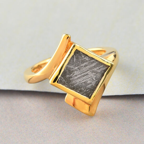 Meteorit Ring 925 Silber vergoldet  ca. 6,00 ct image number 2