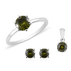 3er-Set Simulierter Peridot Ring, Ohrstecker und Anhänger 925 Silber ca. 0,66 ct image number 0