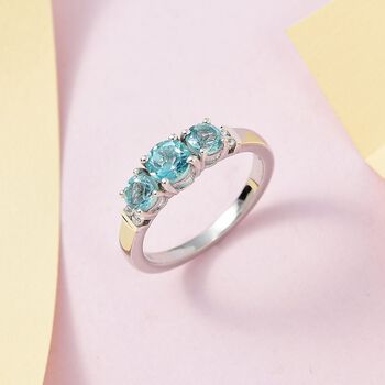 Paraiba-Apatit Ring, 925 Silber platiniert, (Gr&ouml;&szlig;e 20.00), ca. 1.24 ct