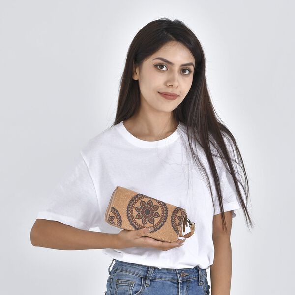 Brieftasche aus Naturkork mit doppelten Fächern und RFID Schutz, 19x10x4 cm, Mandala image number 2