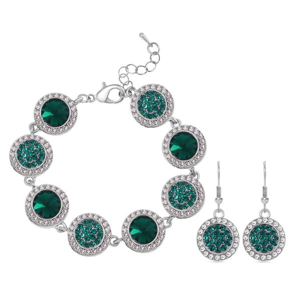 2er Set - Neongrüner Kristall Armband und Ohrringe image number 0