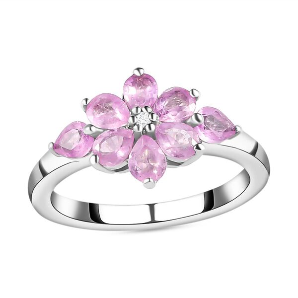 Ilakaka Rosa Saphir (Fissure gef&uuml;llt) und wei&szlig;er Zirkon-Ring, 925 Silber platiniert (Gr&ouml;&szlig;e 19.00) ca. 1.65 ct image number 4