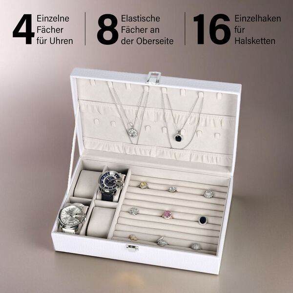 Premium Schmuckbox mit Silberpoliertuch, 32x20x8,7 cm, Wei&szlig; image number 2