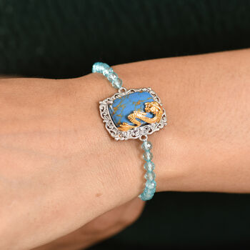 EVER TRUE AA Blauer Mojave T&uuml;rkis, Apatit Armband ca. 19 cm Nickelfreies Messing ca. 20.50 ct