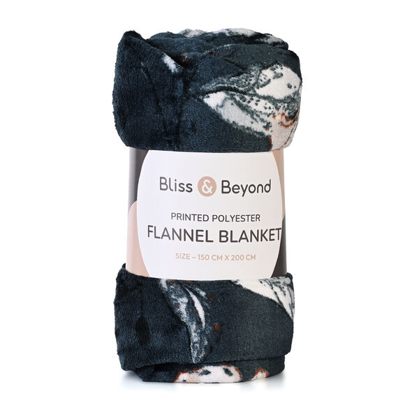 " Livmore  Printed flannel blanket 155 gms Size-150x220 cms Color- Grey and White" image number 7