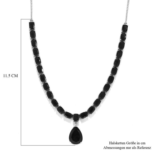 Schwarze Turmalin Halskette, ca. 45 cm, 925 Silber platiniert ca. 33.82 ct image number 6