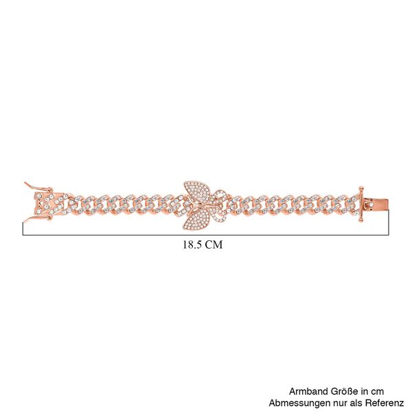 Wei&szlig;es Kristall 19cm Armband in Ros&eacute;goldton, Schmetterling image number 5