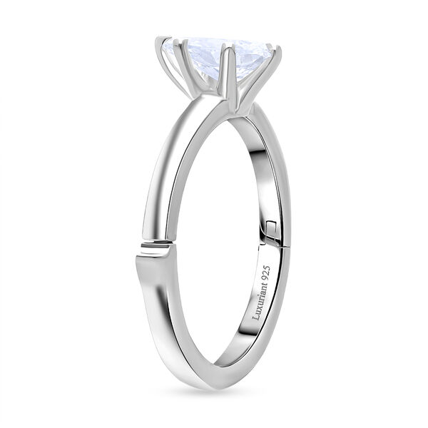 LUXURIANT SGL zertifizierter SI-GH Labor Tropfen-Diamant Ring, 925 Silber rhodiniert - 1 ct. image number 4