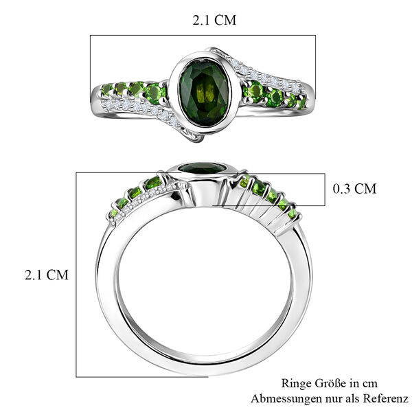 Nat&uuml;rlicher Chromdiopsid und ZirkonRing 925 Silber platiniert  ca. 1,18 ct image number 7