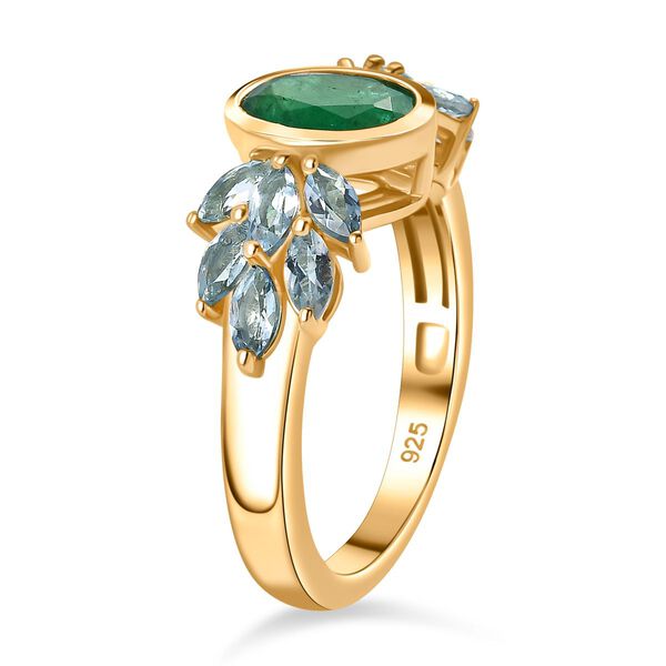 AA Kagem sambischer Smaragd und Aquamarin-Ring - 2 ct. image number 7