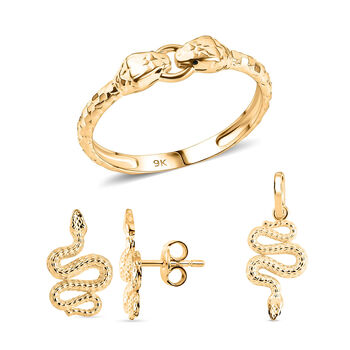 Royal Bali Kollektion - Schlangen Schmuckset in 375 Gold