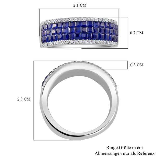 Blauer Saphir-Farbe und weißer Zirkonia Ring image number 6