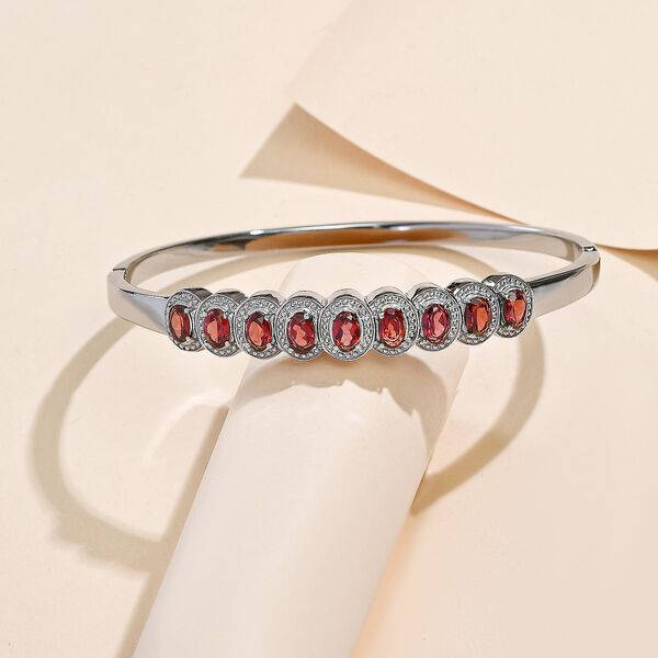 Roter Granat Armreif ca. 19 cm Edelstahl ca. 4.95 ct image number 1