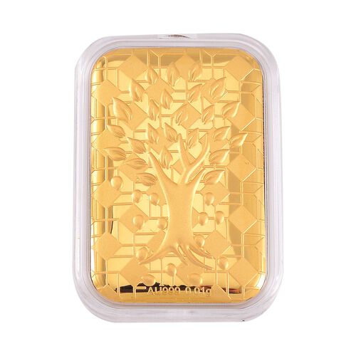 Gold-Barren mit Lebensbaum-Motiv in 999 Gold image number 0