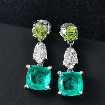 D'Joy Smaragd Triplett Quarz, Peridot und Zirkon Ohrringe - 6,66 ct.