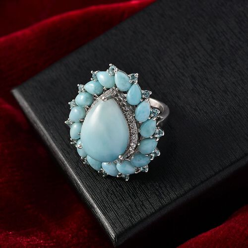 D'Joy Larimar Ring 925 Silber rhodiniert (Größe 17.00) ca. 21,59 ct image number 1