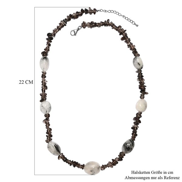 Schwarze Rutil Quarz und Rauchquarz Halskette, 60cm - 445 ct. image number 5