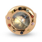 Premium Regenbogen Mondstein und mehrfarbiger Saphir-Ring, 925 Silber vergoldet  ca. 7,86 ct image number 0