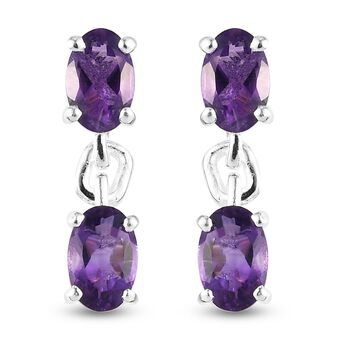 Afrikanischer Amethyst Ohrringe 925 Silber ca. 1,56 ct