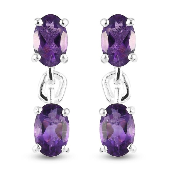 Afrikanischer Amethyst Ohrringe 925 Silber ca. 1,56 ct