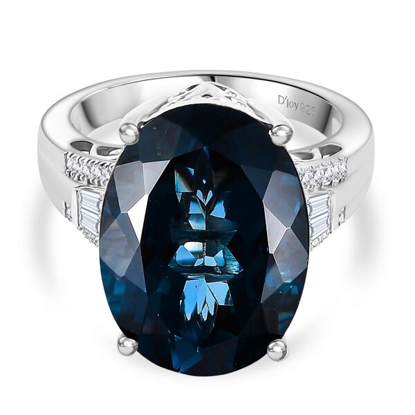 D'Joy London Blautopas und Moissanit Ring - 14 ct. image number 0