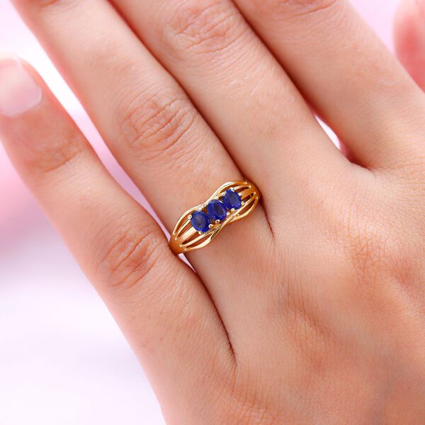 Masoala Saphir (Fissure gefüllt)-Ring, 925 Silber vergoldet (Größe 16.00) ca. 0.82 ct image number 3