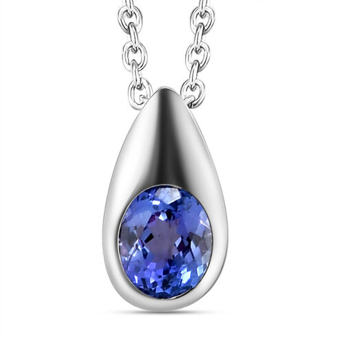 AA Tansanit-Solitär-Anhänger mit Kette in Silber, 0,72 ct. image number 0