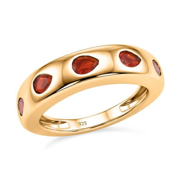 Mexikanischer Kirschfeuer-Opal-Ring, 925 Silber Gelbgold Vermeil  ca. 0,49 ct image number 4