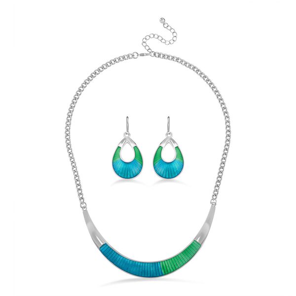 2er Set - emaillierte Halskette ca. 50 cm und Ohringe