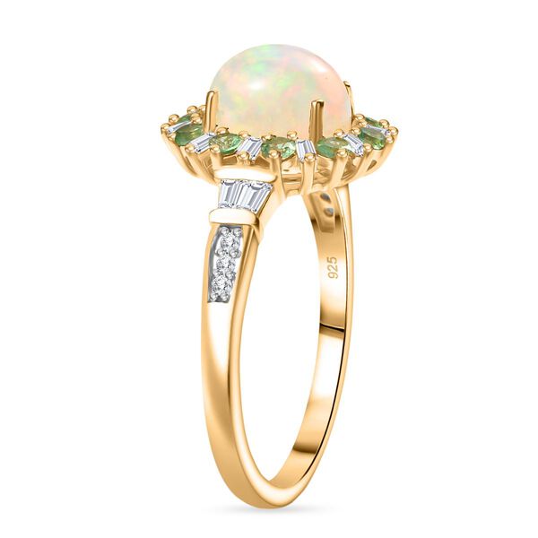 AA Natürlicher, äthiopischer Welo Opal, Tsavorit Granat und Moissanit Ring - 1,96 ct. image number 5