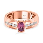 AA Lila Spinell, weißer Zirkon Ring, 925 Silber Roségold Vermeil (Größe 18.00) ca. 0.83 ct