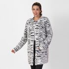 Langer Cardigan mit Taschen und Knopf, gestrickt, Einheitsgröße Zebra Muster image number 3