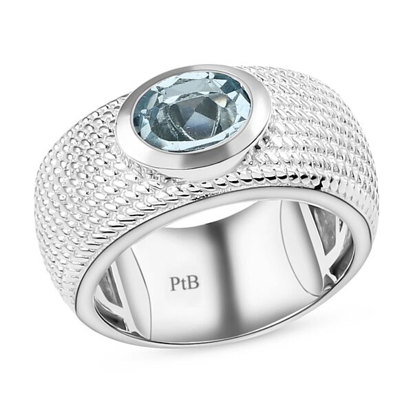 Himmelblauer Topas-Solit&auml;r-Ring in Silberton, 1,42 ct. image number 4