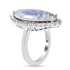 Boulder Opal Marquise Schnitt und Zirkon Ring 925 Silber Rhodium-Überzug image number 6