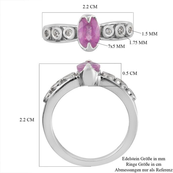 Fissure gefüllt Rosa Saphir und Zirkon Ring 925 Silber Platin-Überzug image number 7