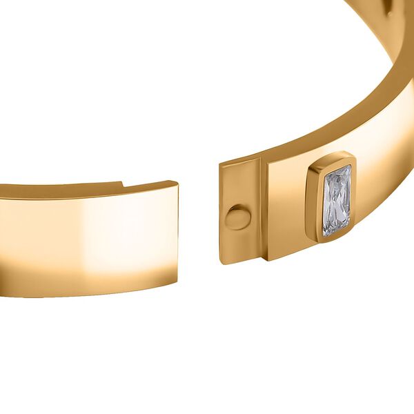 Designer Inspiriert Zirkonia Edelstahl Armreif ca. 20 cm, Goldfarben image number 6