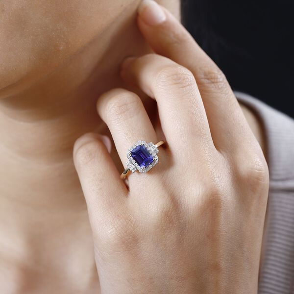 AA Tansanit and Diamant Ring in 585 Gelbgold - 2,07 ct. image number 3