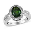 Natürlicher Chromdiopsid und Zirkon Ring 925 Silber platiniert  ca. 2,25 ct image number 3