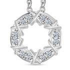 LUSTRO STELLA - Weißer Zirkonia Anhänger mit Kette, 925 Silber und Edelstahl