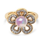 Natürlicher, äthiopischer Opal und floraler Zirkon-Ring in Silber image number 0