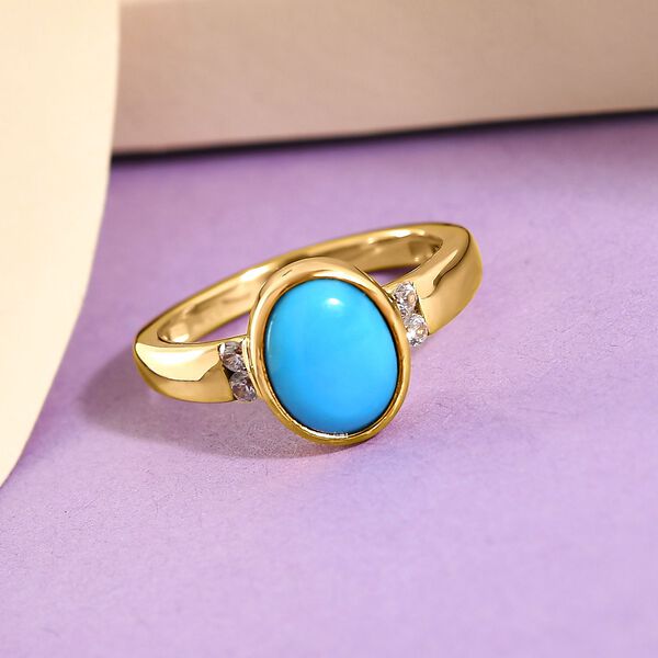 Amerikanischer, natürlicher Sleeping Beauty Türkis und Zirkon-Ring - 1,84 ct. image number 2