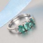 Sambischer Smaragd und Diamant 3 Stein Ring 925 Silber Platin-Überzug image number 1