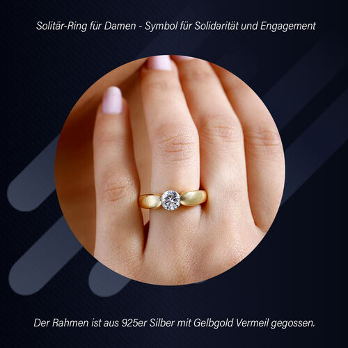 Moissanit Ring in 925 Silber mit Gelbgold Vermeil - 0,94 ct. image number 3