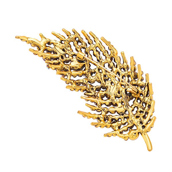 Dunkelrosa Feder-Kristallbrosche image number 2