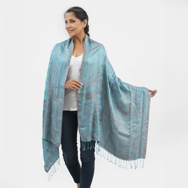 Premium Kollektion - gewebter Schal,  Himmelblau image number 2