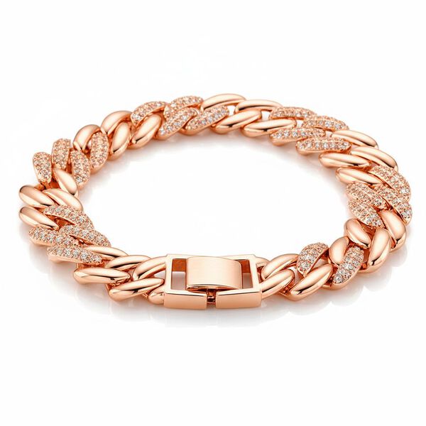 Wei&szlig;er Zirkonia Armband ca. 18.5 cm Nickelfreies Messing, ros&eacute;farben image number 4