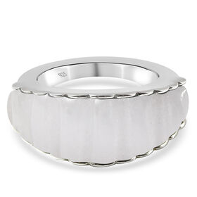 Weiße Jade Ring 925 Silber Rhodium-Überzug