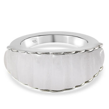 Wei&szlig;e Jade Ring 925 Silber Rhodium-&Uuml;berzug