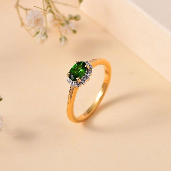 Natürlicher Chromdiopsid und Diamant Ring - 0,53 ct. image number 2