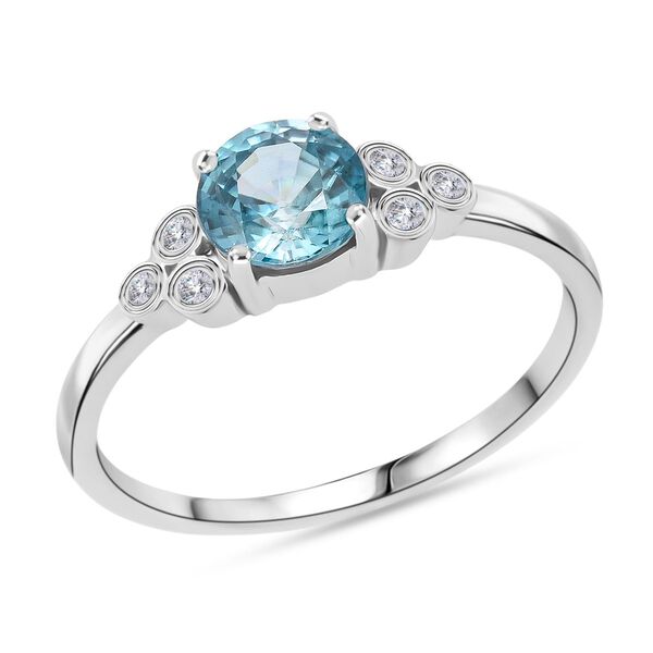 D'Joy AA Blauer Zirkon, Weißer Zirkon Ring 925 Silber rhodiniert (Größe 18.00) ca. 1,46 ct image number 3